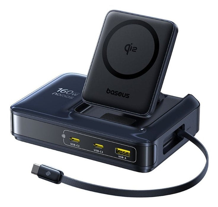 Baseus Nomos Nh21 4-In-1 Desktop Charging Station With Retractable    Cable 3c+U 160w Eu Cosmic Black