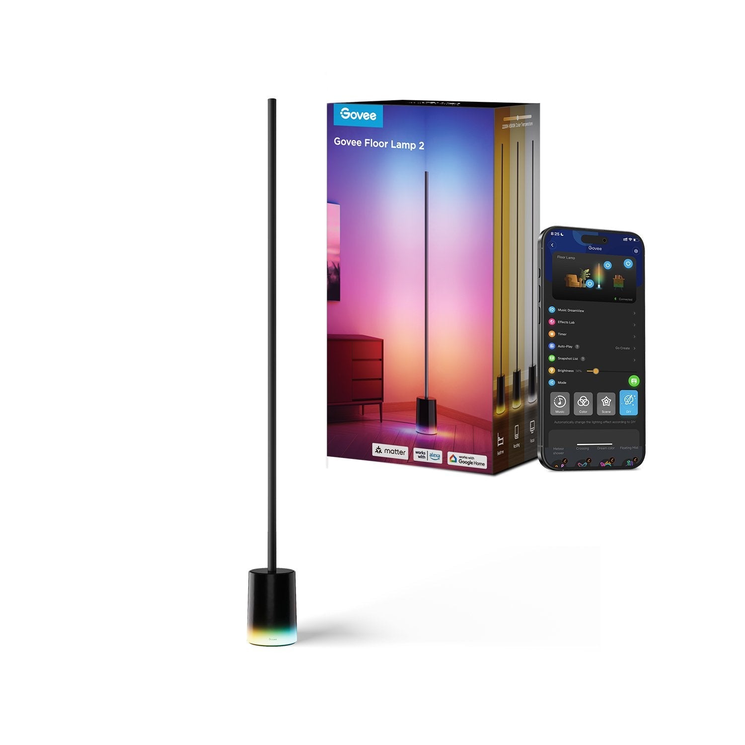 Govee Rgbicww Lámpara De Pie Pro, Luz Led Negra H6079312