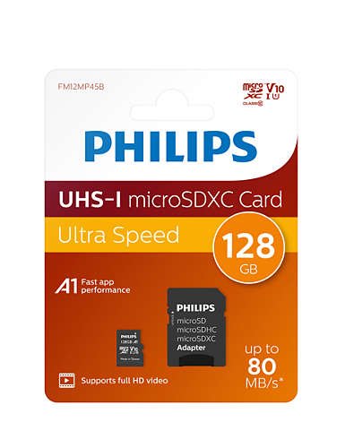 Philips Sd Micro Sdhc Card 128gb Card Class 10 Incl. Adapter