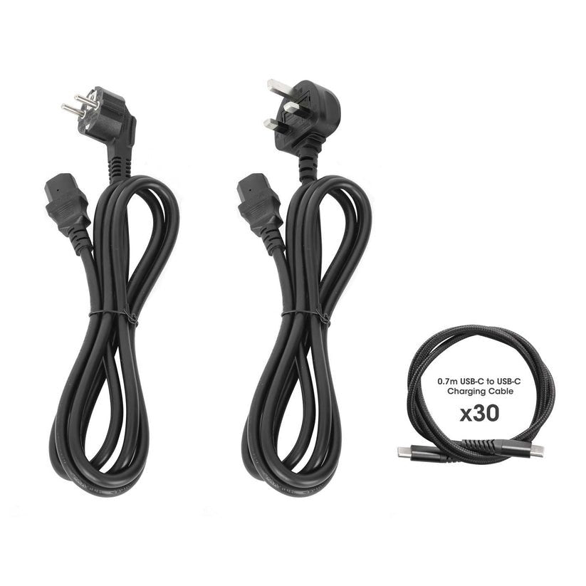 Manhattan Carro De Carga Usb-C 65w Para 30 Portátiles (Hasta 16"), Compatible Con Ipads, Macbooks Y Otros Dispositivos Usb-C, Compartimentos 395×290×32,5 Mm, Cables Usb-C Incluidos, Armario, Cables De Alimentación Eu/Uk Incluidos