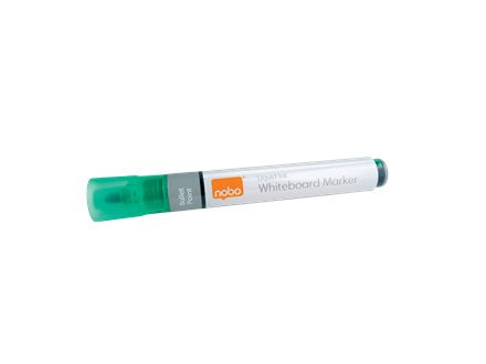 Nobo Caja De 10 Rotuladores Para Pizarra Blanca - Punta Redonda 3mm - Tinta Liquida - Nivel De Tinta - Color Verde