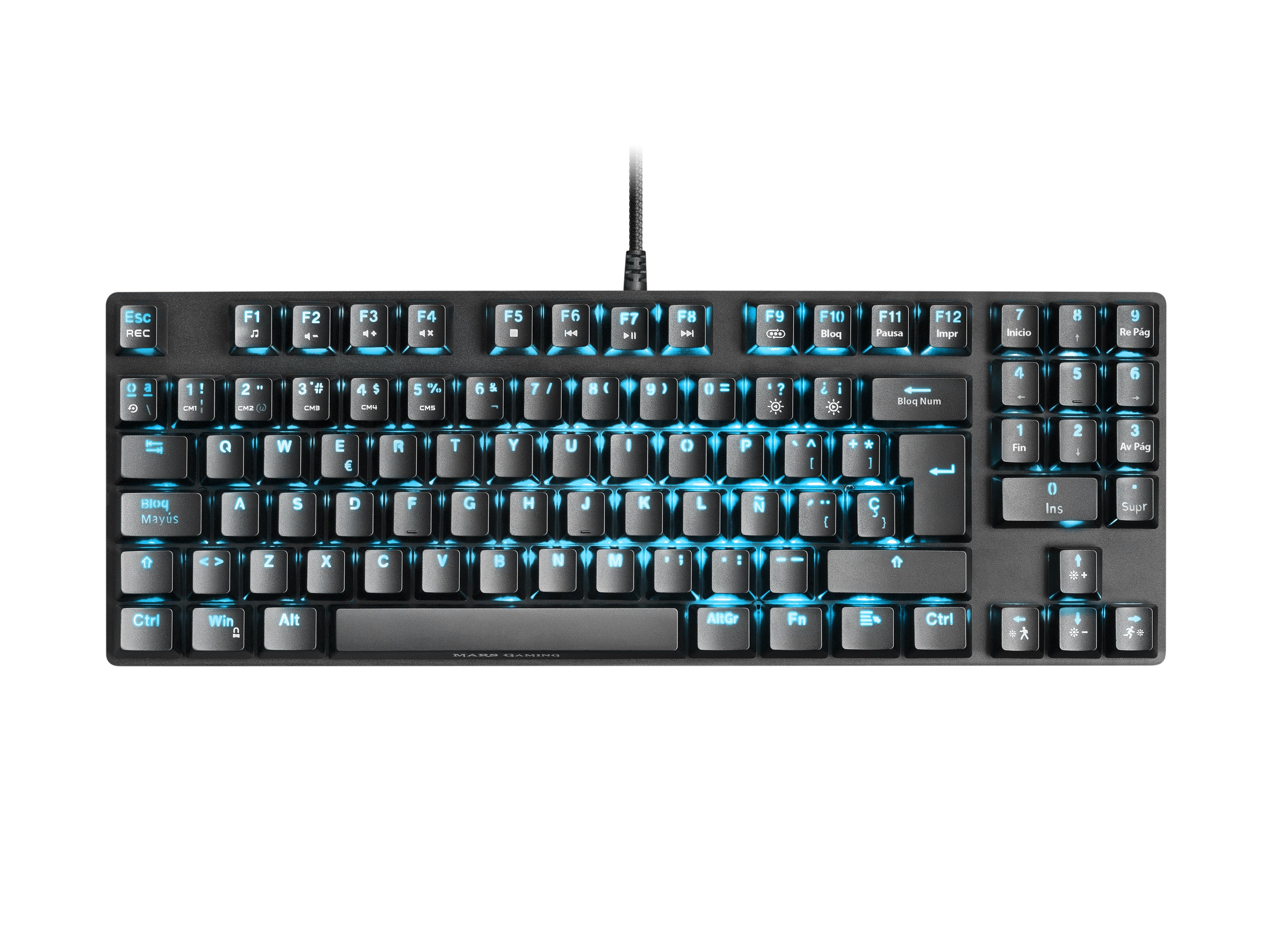 Teclado Español Mars Gaming Mkrevoprobes Negro, Gaming Rgb Mecánico, Tkl+ Num, Switch Azul