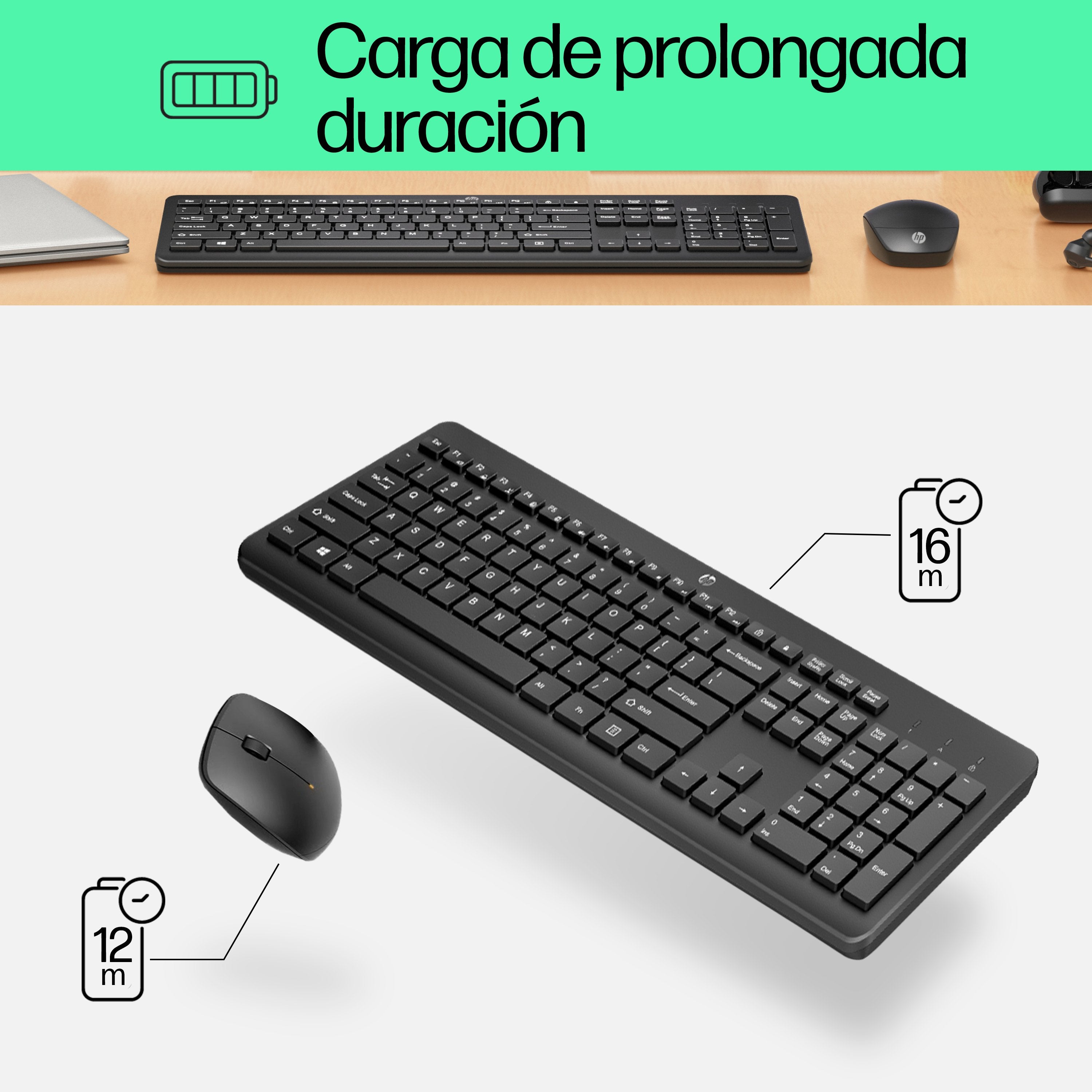 EAN 0195122125004 - HP 230 Wireless Mouse and Keyboard Combo teclado Ratón incluido Oficina RF inalámbrico Negro imagen 5