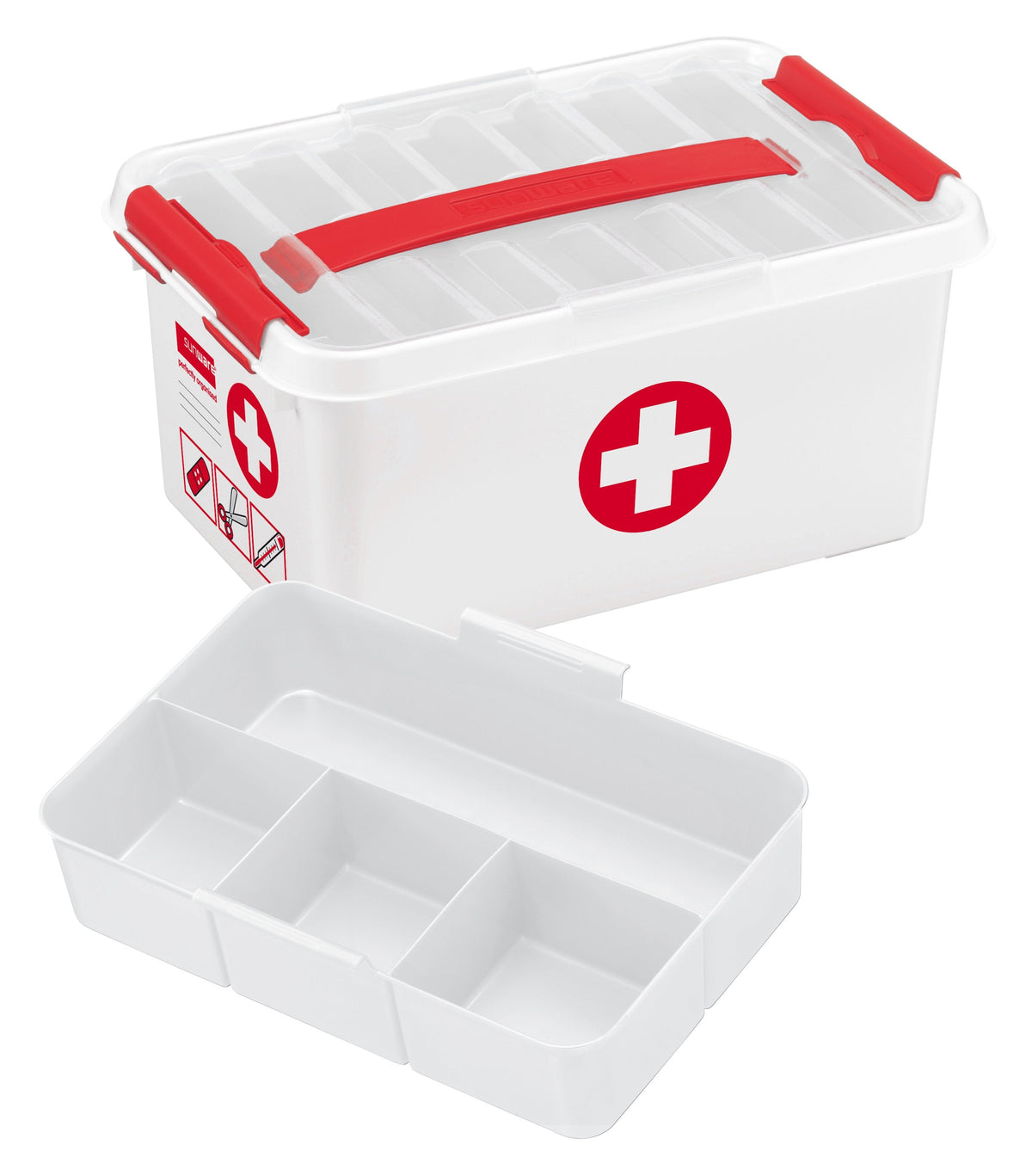 Sunware® Erste-Hilfe-Box The Q-Line 6,0 L - 30,0 X 20,0 X 14,5 Cm Blanco Rojo