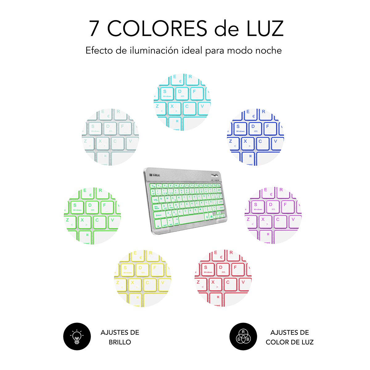 EAN 8436586740580 - SUBBLIM TECLADO SMART BACKLIT BLUETOOTH SILVER QWERTY Español Plata, Blanco imagen 6