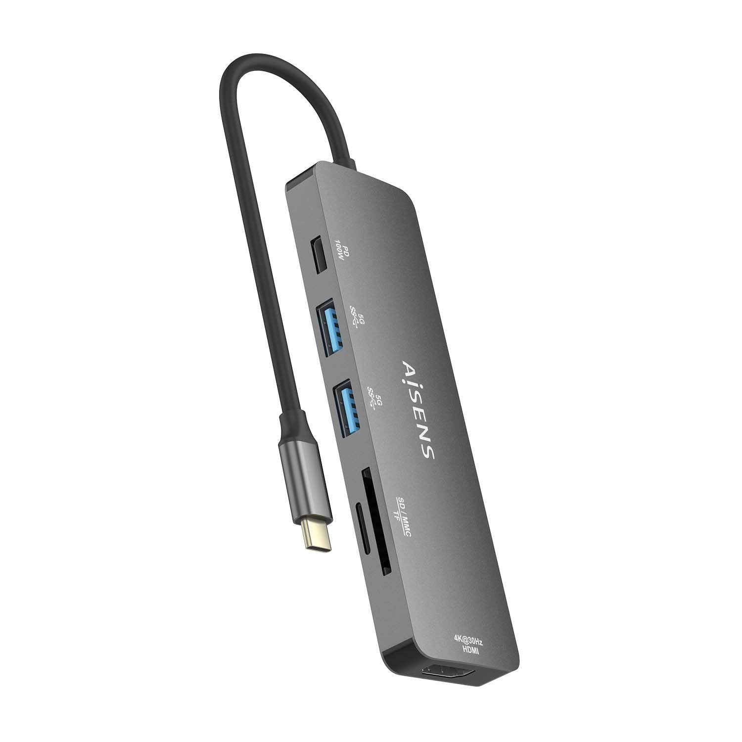 EAN 8436574709964 - AISENS ASUC-6P016-GR base para portátil y replicador de puertos Alámbrico USB 3.2 Gen 1 (3.1 Gen 1) Type- imagen 3