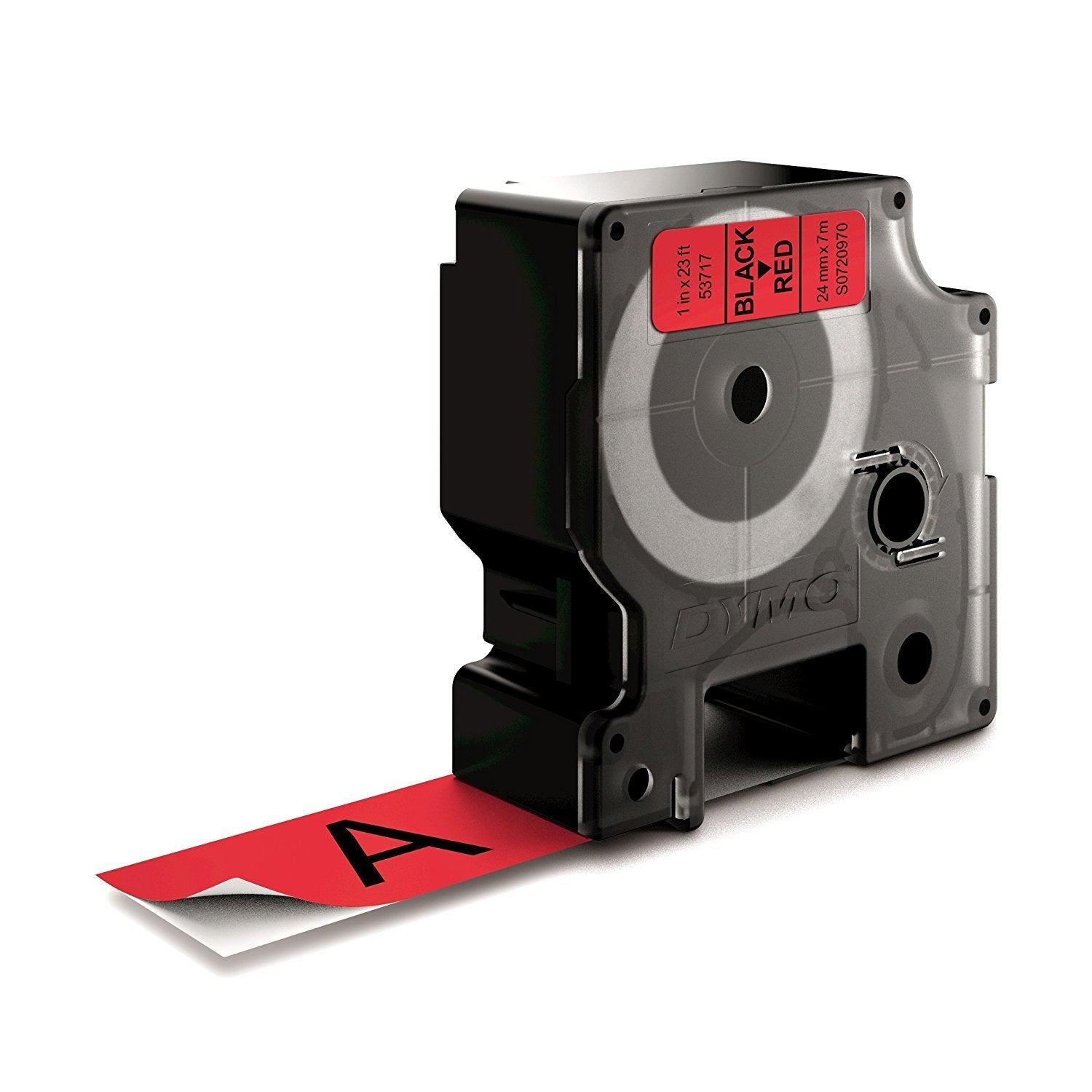 Dymo Cinta De Transferencia Termica D1 53717. Etiquetas Estándar Negro Sobre Rojo De 24mmx7m. Poliester Autoadhesiva. Rotuladora Labelmanager