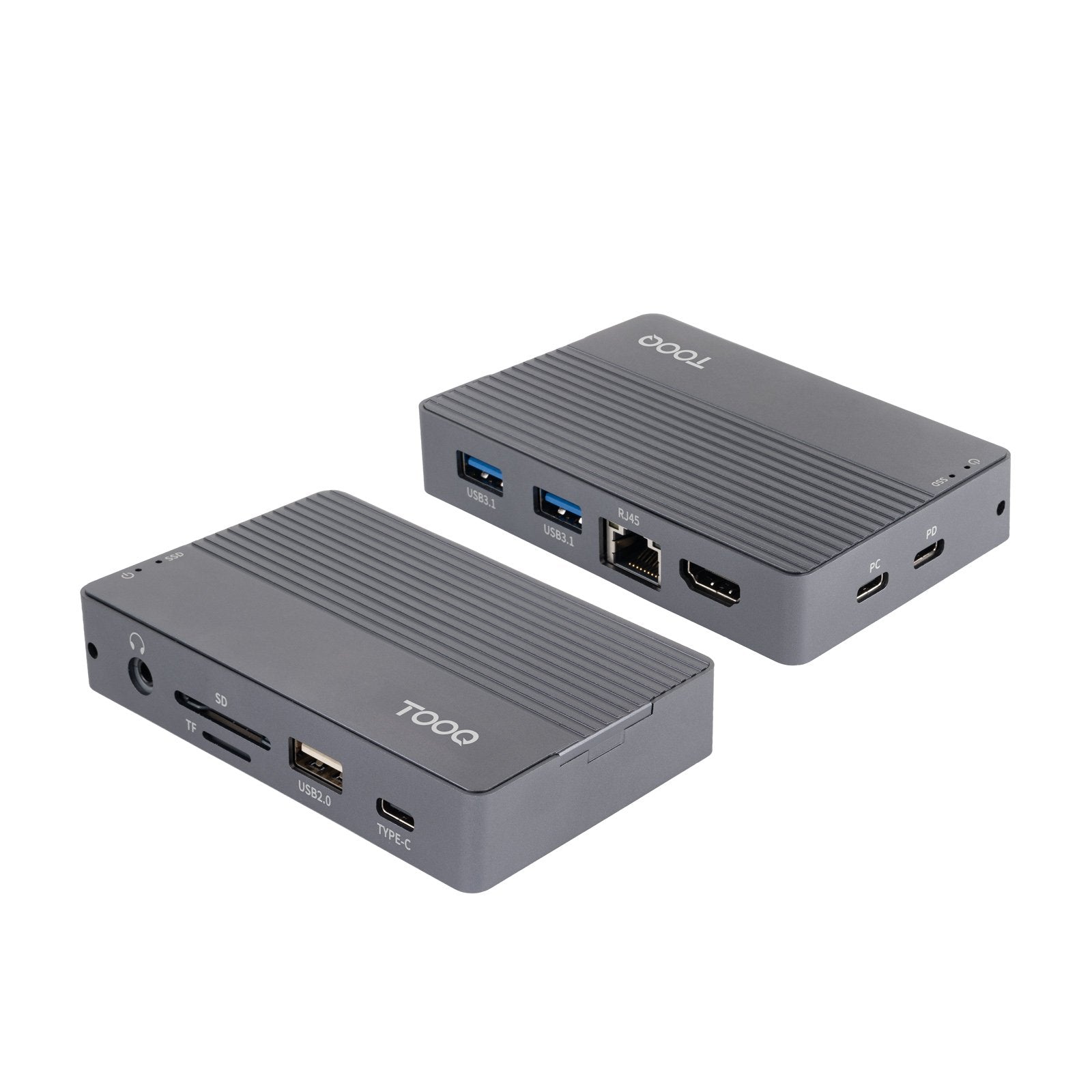 Docking Usb Tipo-C Tooq Tqe-2242g Ranura Ssd M.2 1xhdmi 1xrj45 1xusb 1xusb Tipo-C 1xlector Tarjetas 1x Jack 3.5 1xusb Tipo-C Pd