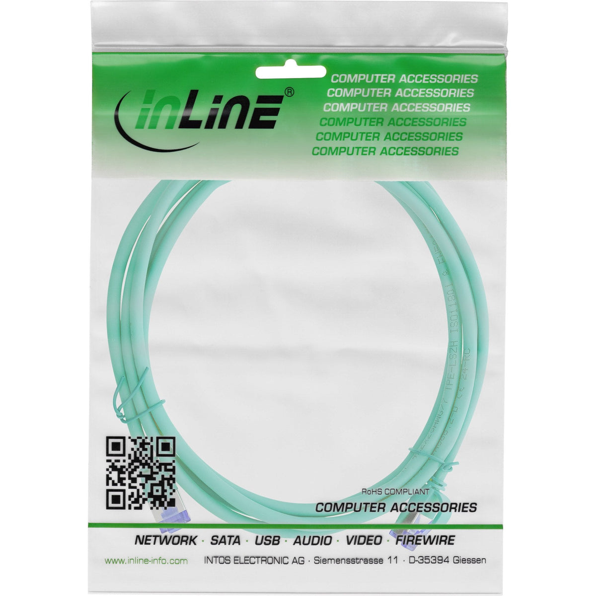 Inline® Cable De Red Slim, Cat.6a, S/Ftp, Tpe (Lszh) Flexible, Poe, Green, 2m