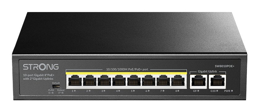 EAN 9120072379062 - Strong SW8010POE+ switch Gigabit Ethernet (10/100/1000) Energía sobre Ethernet (PoE) Escritorio Negro imagen 1