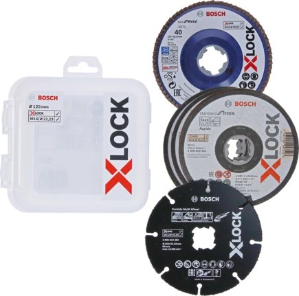 Juego De Discos De Corte Y Láminas Bosch X-Lock 125 Mm, Cmw, Disco De Corte (5 Partes)  2608619374