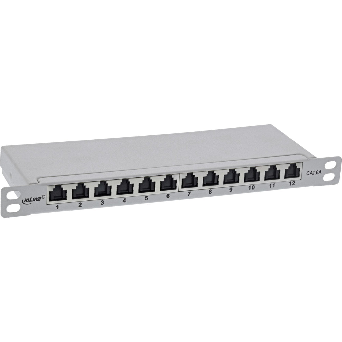 Inline® 10" Patch Panel Cat.6a 0.5u 12-Port, With Dust Projoection, Gris