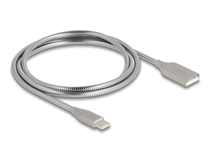 Delock Usb 2.0 Cable Mit Metallmantel Usb Typ-A Stecker Zu Usb Type-C Stecker Pd 3.0 60 W 1m Silber