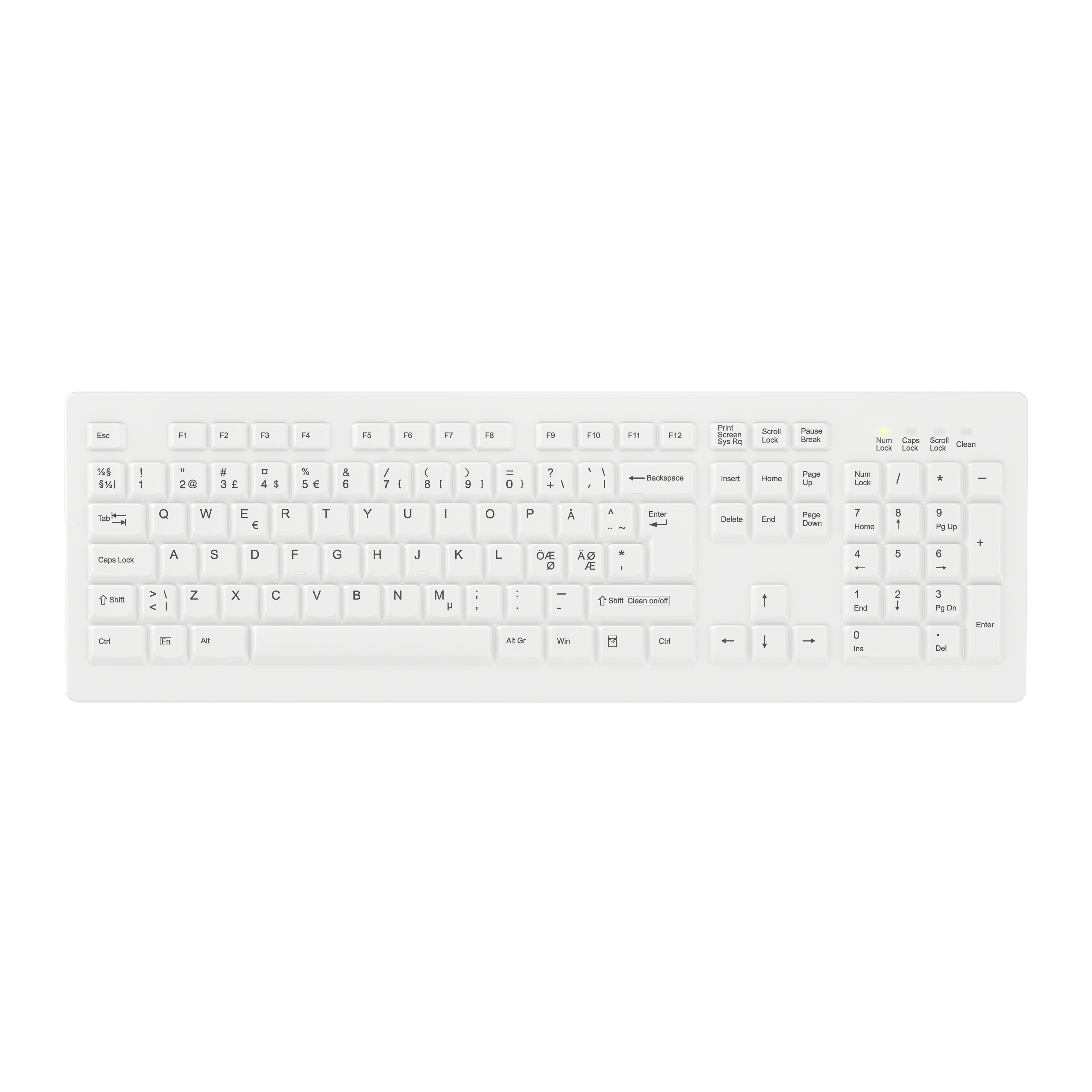 EAN 7061114180173 - Contour Design Active Key AK-C8100F-FUS-W/NOR teclado Médico RF inalámbrico QWERTY Nórdico Blanco imagen 1