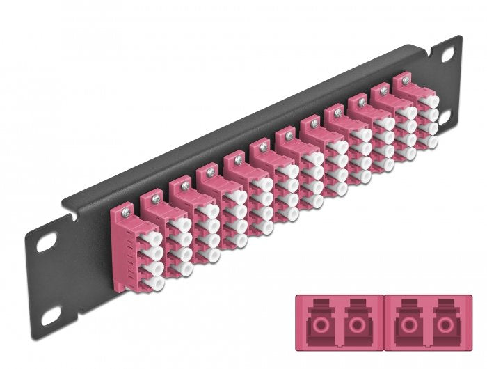 Delock 10" Patch Panel Fo 12 Puertos Lc Quad Violeta 1 U Negro