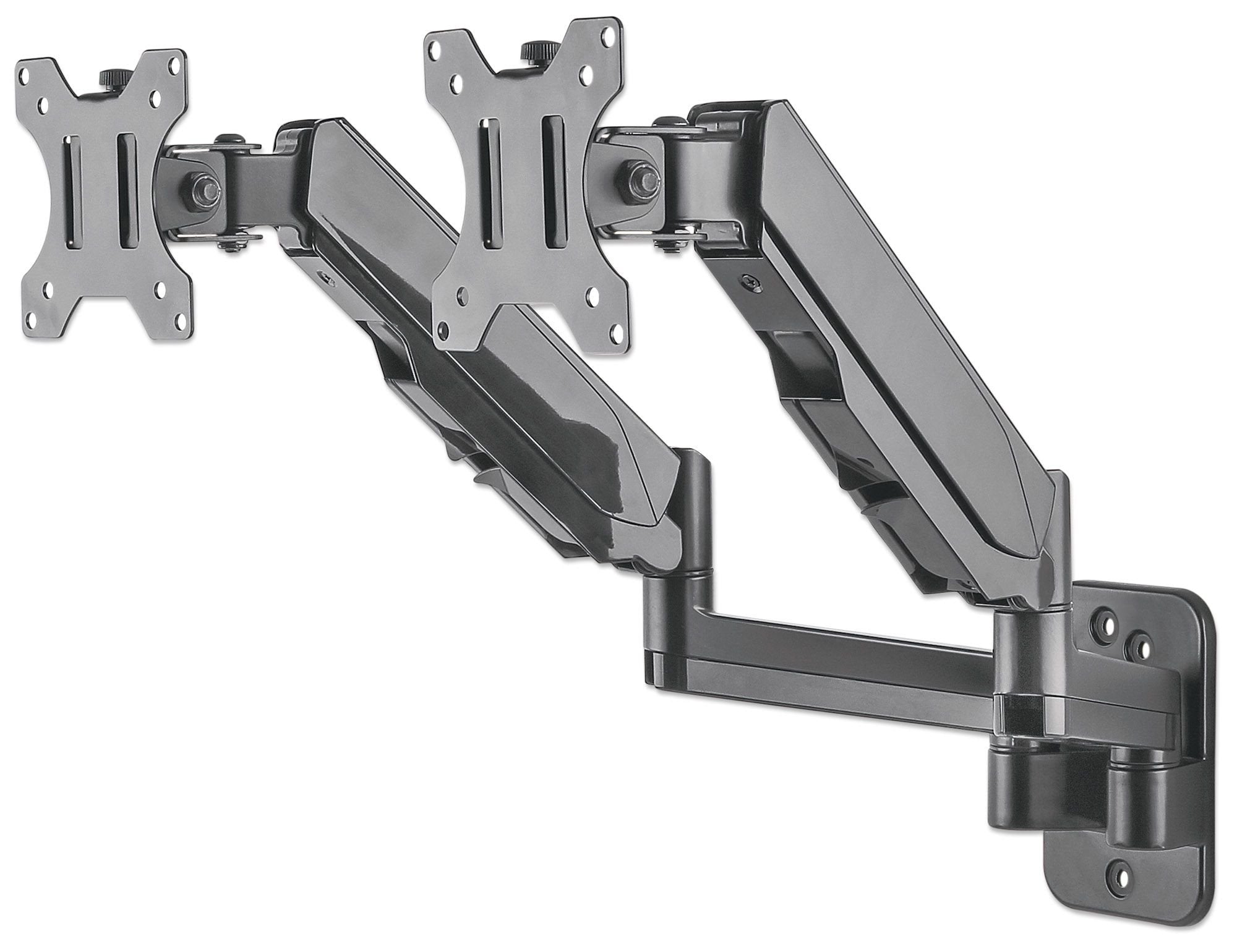 Manhattan Soporte Universal De Pared Para Dos Monitores, Con Pistones A Gas Brazos Articulados 17" A 32"  Hasta 8 Kg