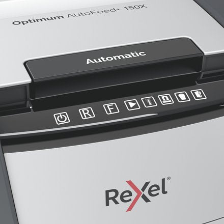 Destructora Automática Rexel Autofeed + 150x, P-4, Corta Confeti (4x28mm), 150 Hojas, Papelera De 44 Litros