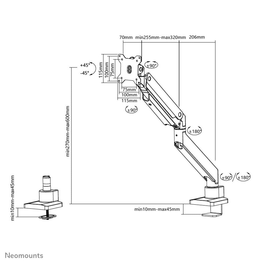 Newstar Neomounts Soporte De Escritorio Para Pantalla 10-49"