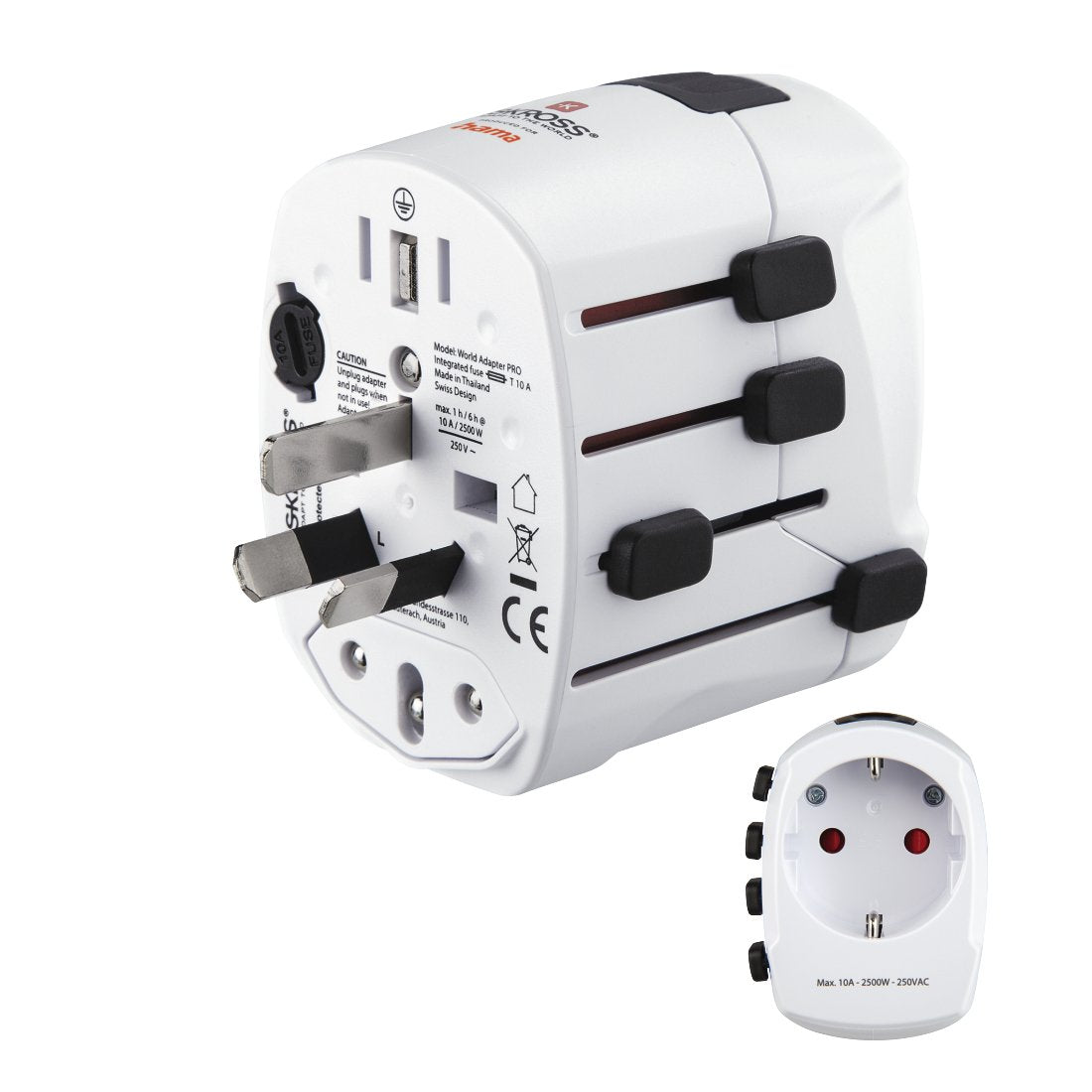Hama World Travel Pro Adaptador De Enchufe Eléctrico Universal Blanco
