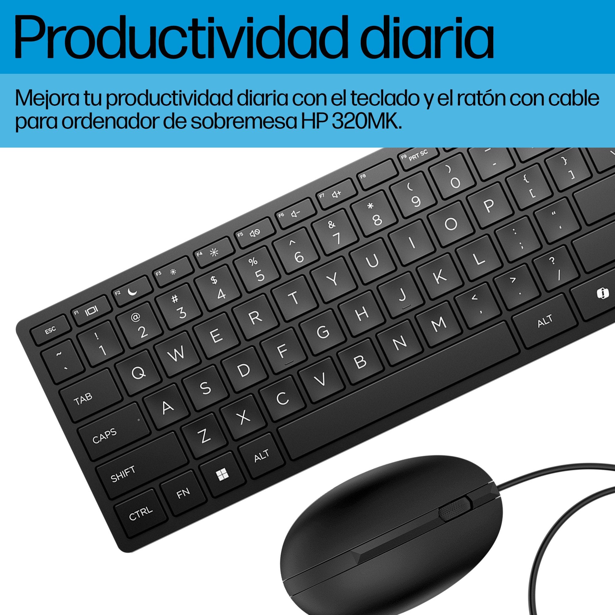 EAN 0194721887702 - HP Wired Desktop 320MK Mouse and Keyboard teclado Ratón incluido Oficina USB Negro imagen 2