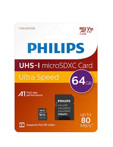 Philips Sd Micro Sdhc Card  64gb Card Class 10 Incl. Adapter
