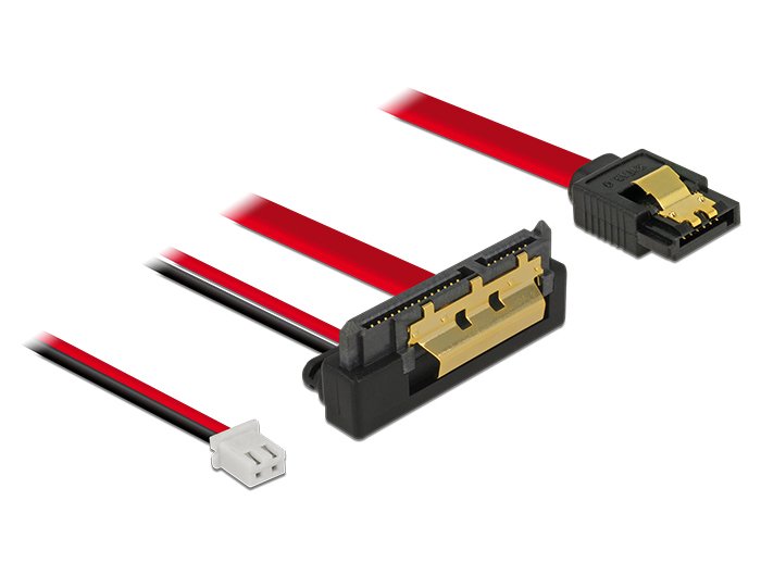 Delock Cable Sata 7 Pines + Alimentación 2 Pines -> Sata 22 Pines En Ángulo Hacia Abajo (5 V) Metal 10 Cm