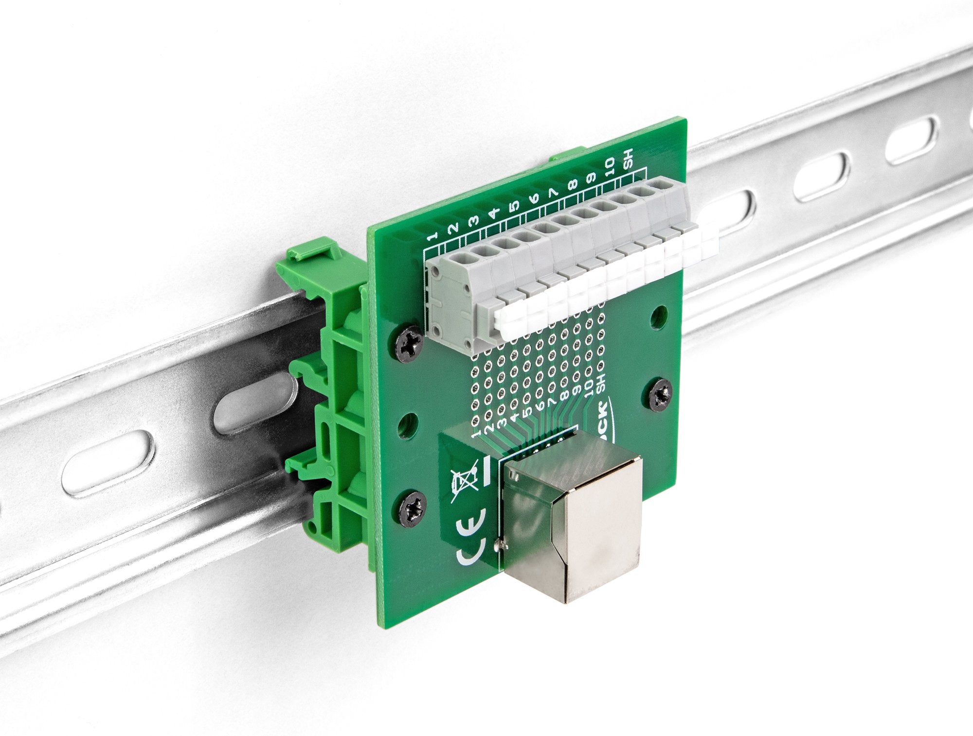 Delock 67012 Rj50 Hembra A Bloque De Terminales Con Pulsador Para Carril Din