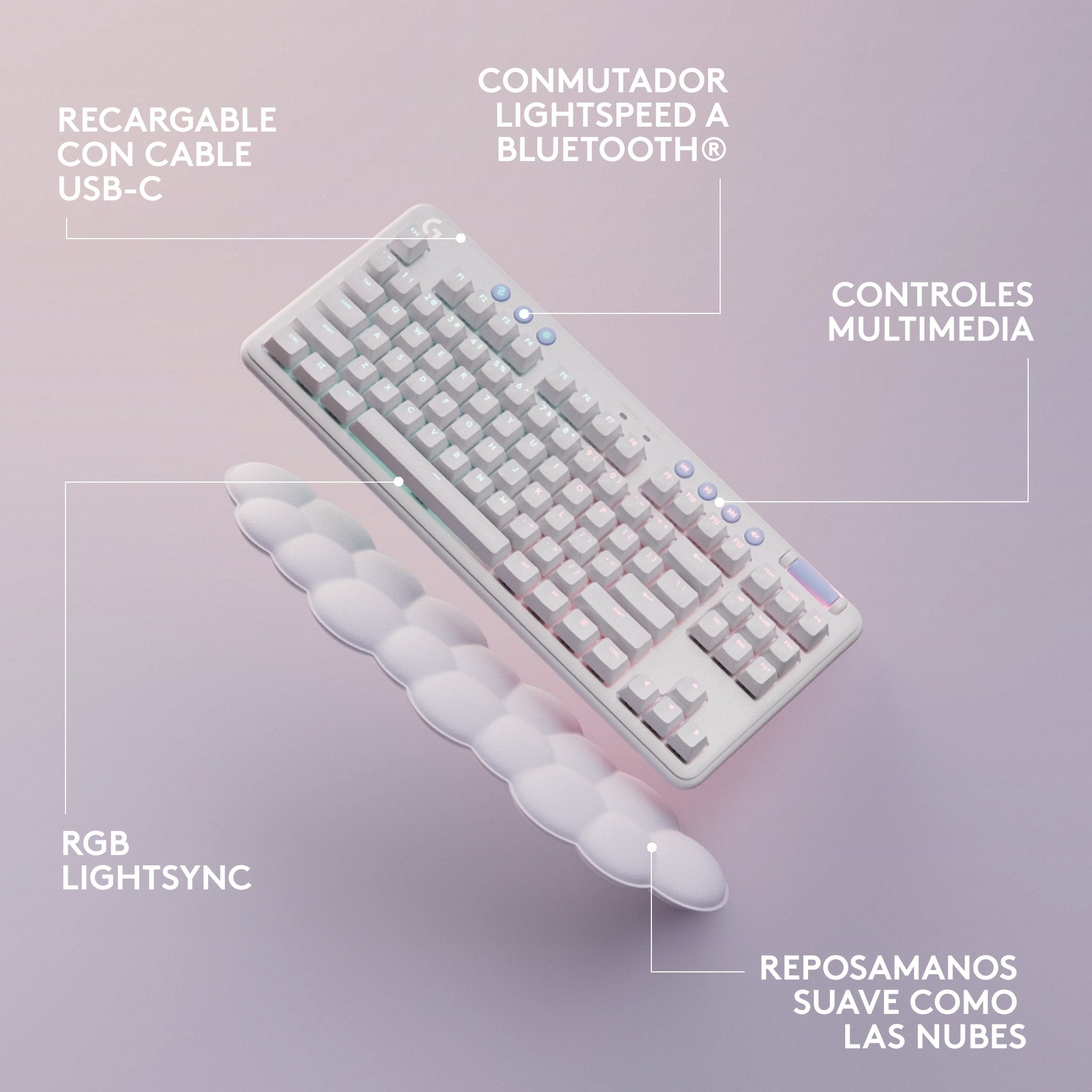EAN 5099206100886 - Logitech G 920-010685 teclado Juego RF Wireless + Bluetooth QWERTY Español Blanco imagen 9