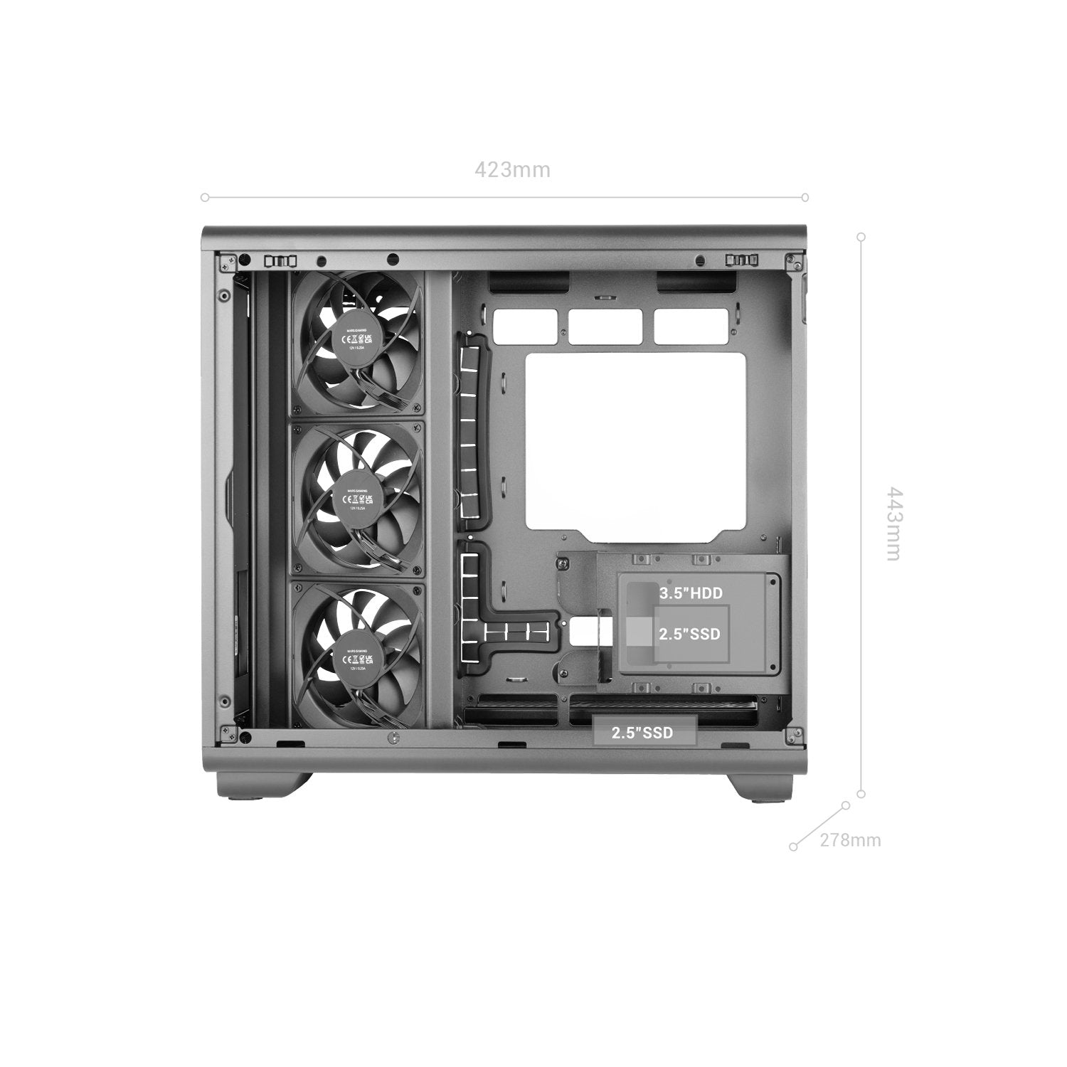 Caja Pc  Atx Mars Gaming Mc-Revpro Pantalla Lcd 4.3" Cristal Templado 4x Ventiladores Argb Black