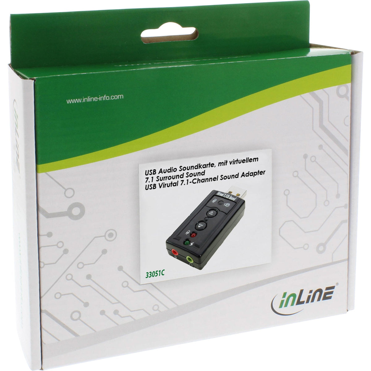 Tarjeta De Sonido Usb Inline Con Sonido Envolvente Virtual 7.1