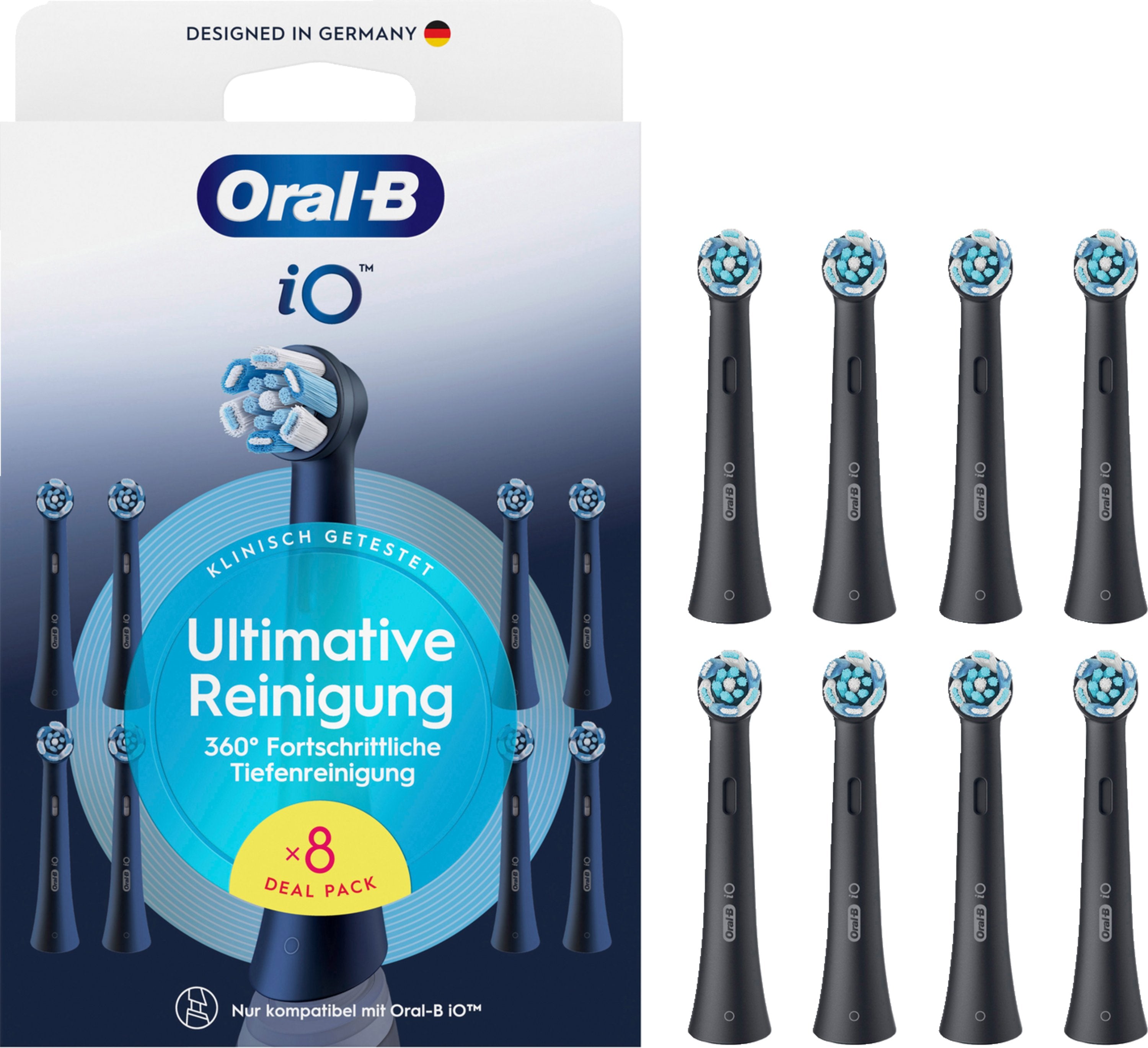 Braun Oral-B Io Ultimate Cleaning Pack De 8, Accesorio De Cepillo Negro, Eliminación Superior De Placa 8700216778640
