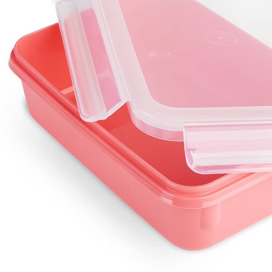 Emsa Clip & Close Juego De 4 Fiambreras (Coral/Transparente, Rectangular, 4 Fiambreras  + 4 Tapas)