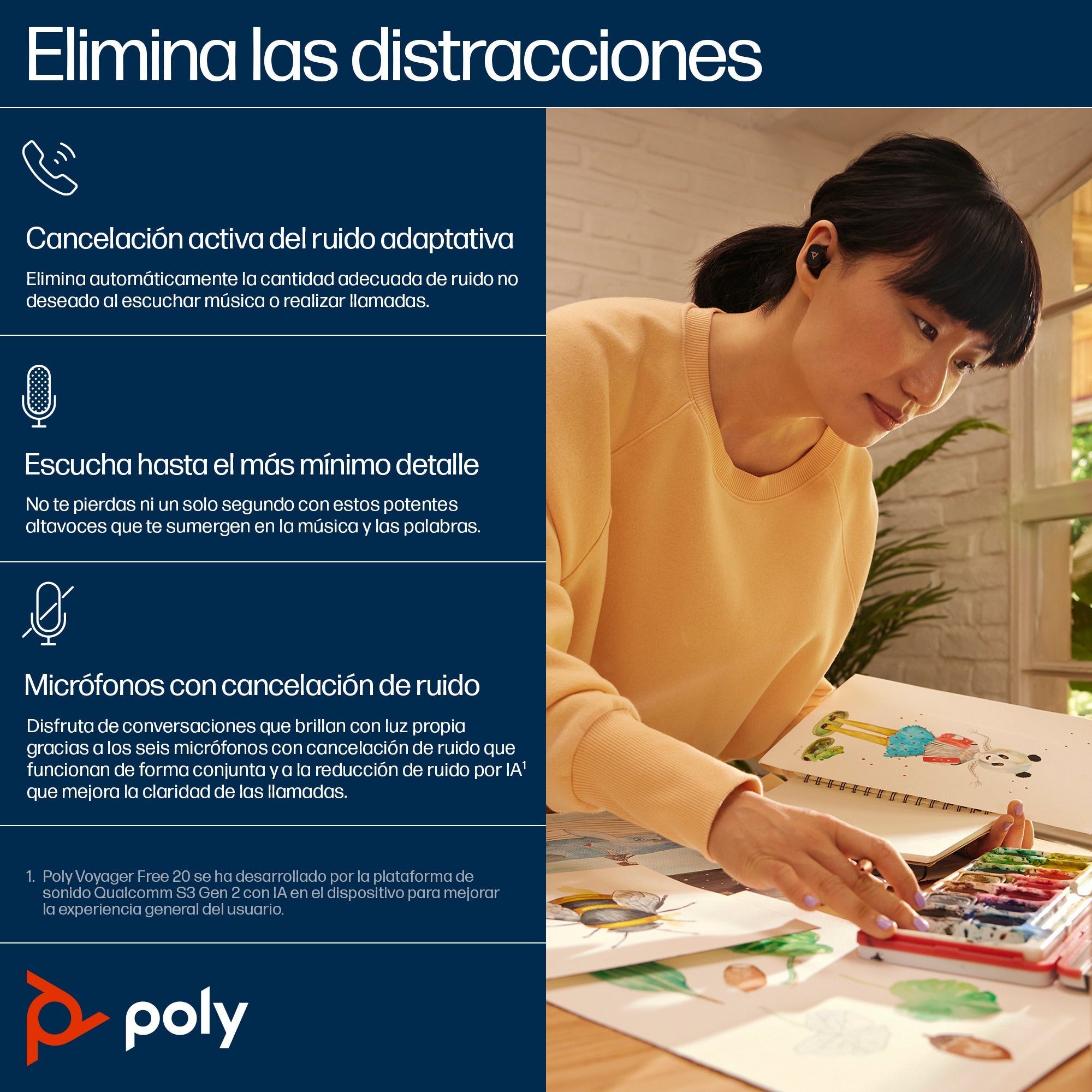 EAN 198122945344 - HP Poly Voyager Free 20 Gray Earbuds +Basic Charge Case Customer Special 1 Inalámbrico Dentro de oído Llam imagen 4