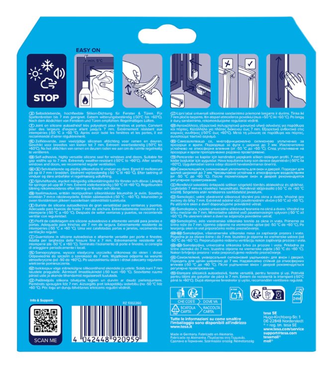 EAN 4042448920959 - TESA 05417-00200-03 burlete aislante 6 m Ventana Weather seal Autoadhesivo Transparente imagen 2