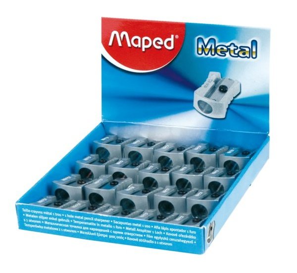 Maped Classic Sacapuntas Metalico Con Cuchilla De Acero Afilada Y Resistente - 1 Agujero - Expositor De 20 Uds.