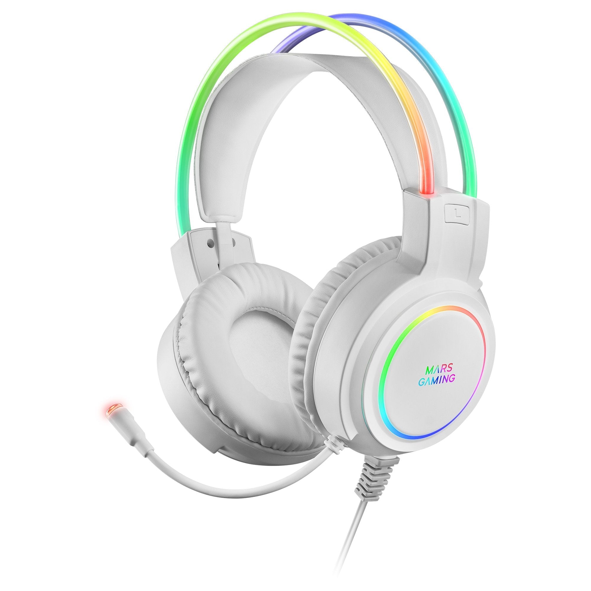 Auriculares Gaming Con Micrófono Mars Gaming Mhrgb Jack 3.5 Blancos