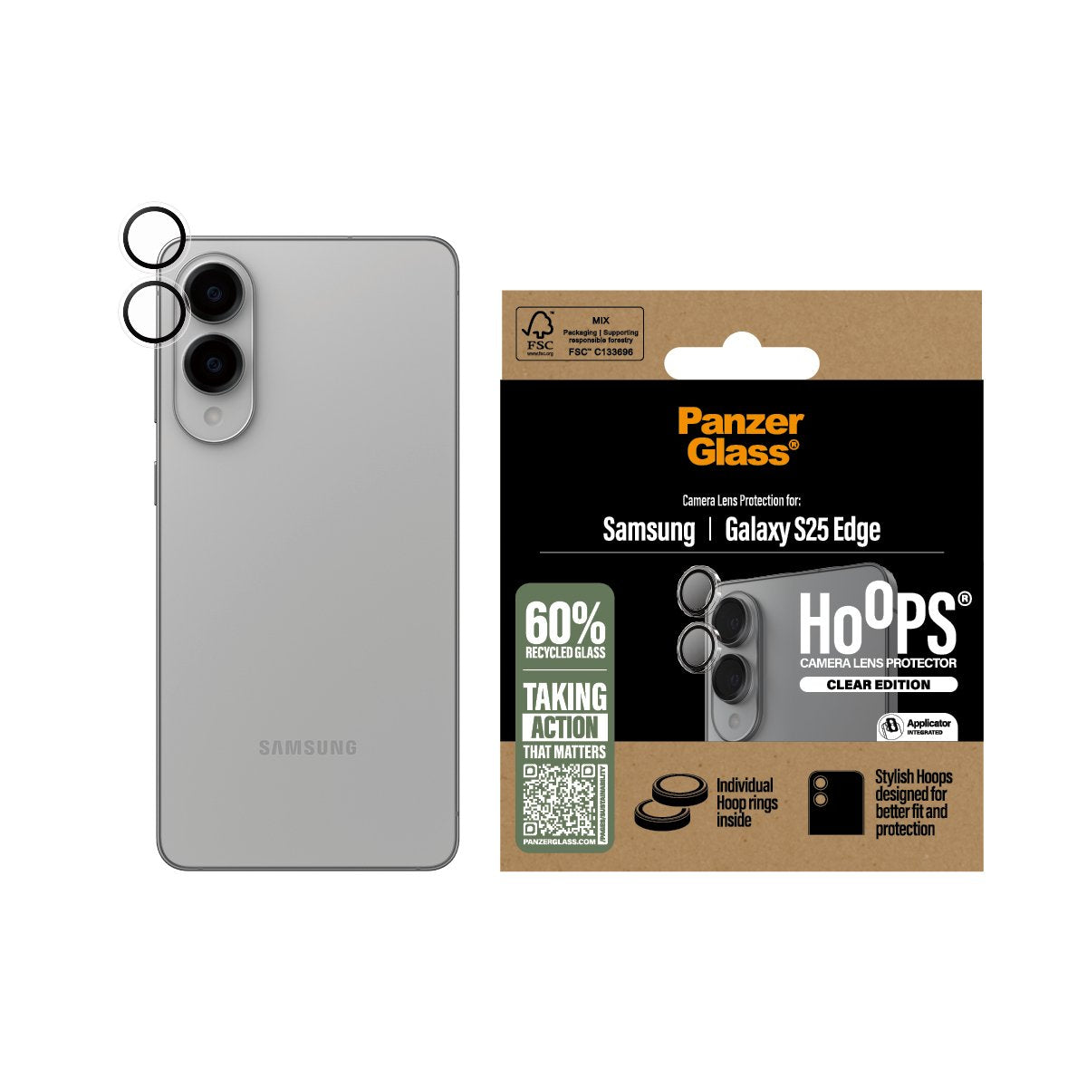 EAN 5715685025693 - PanzerGlass ® Hoops® Camera Lens Protector Transparent Samsung S25 Edge Protector de pantalla 1 pieza(s) imagen 2