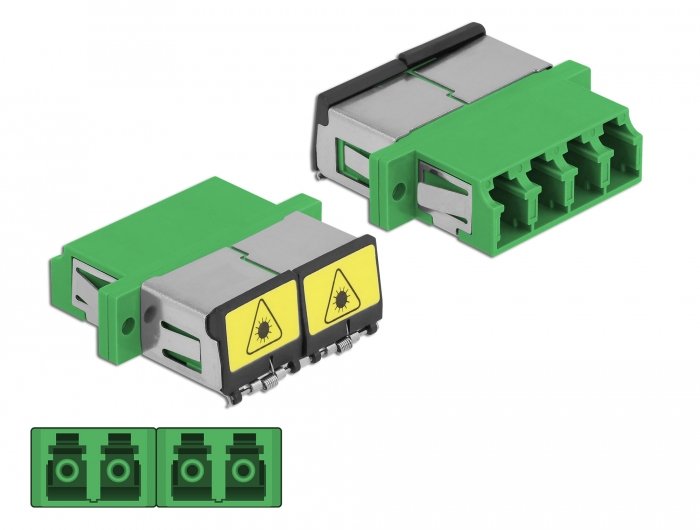 Lwl Kupplung Mit Laserschutzklappe Lc Quad Buchse Zu Lc Quad Buchse Singlemode Grün