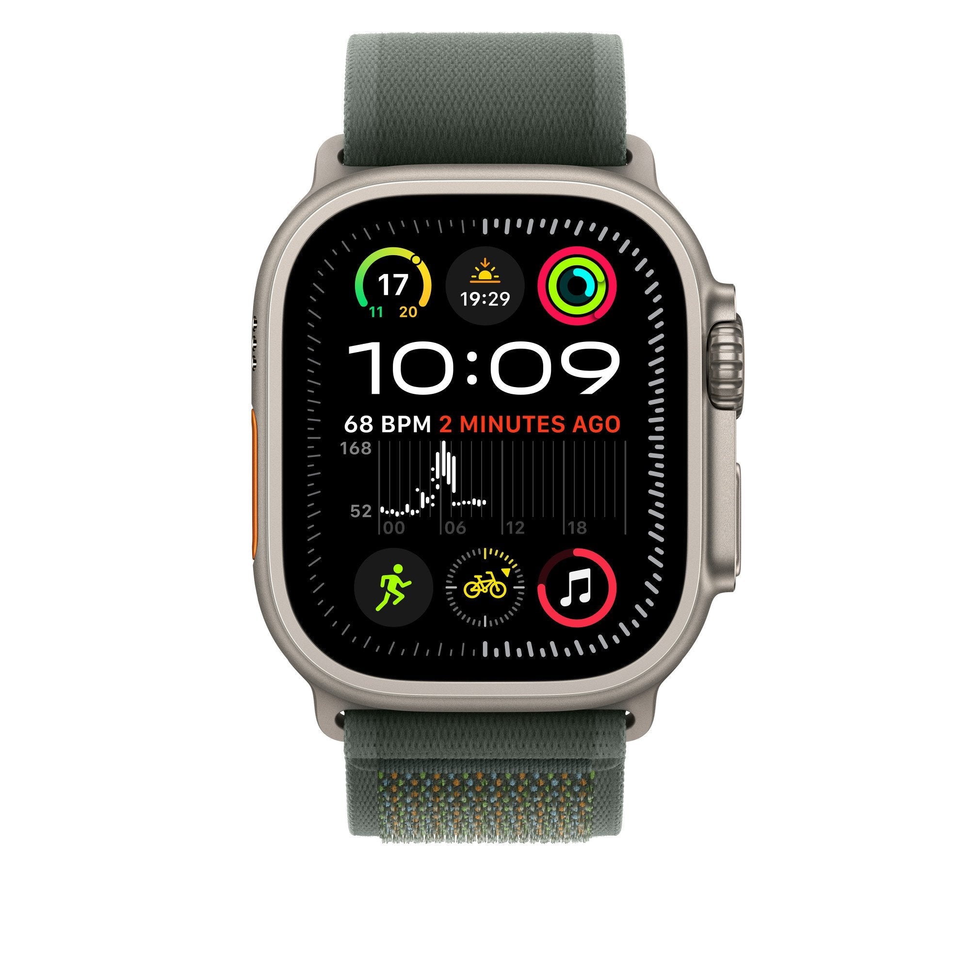 Apple 49mm Green Trail Loop - S/M - Natural Titanium Finish