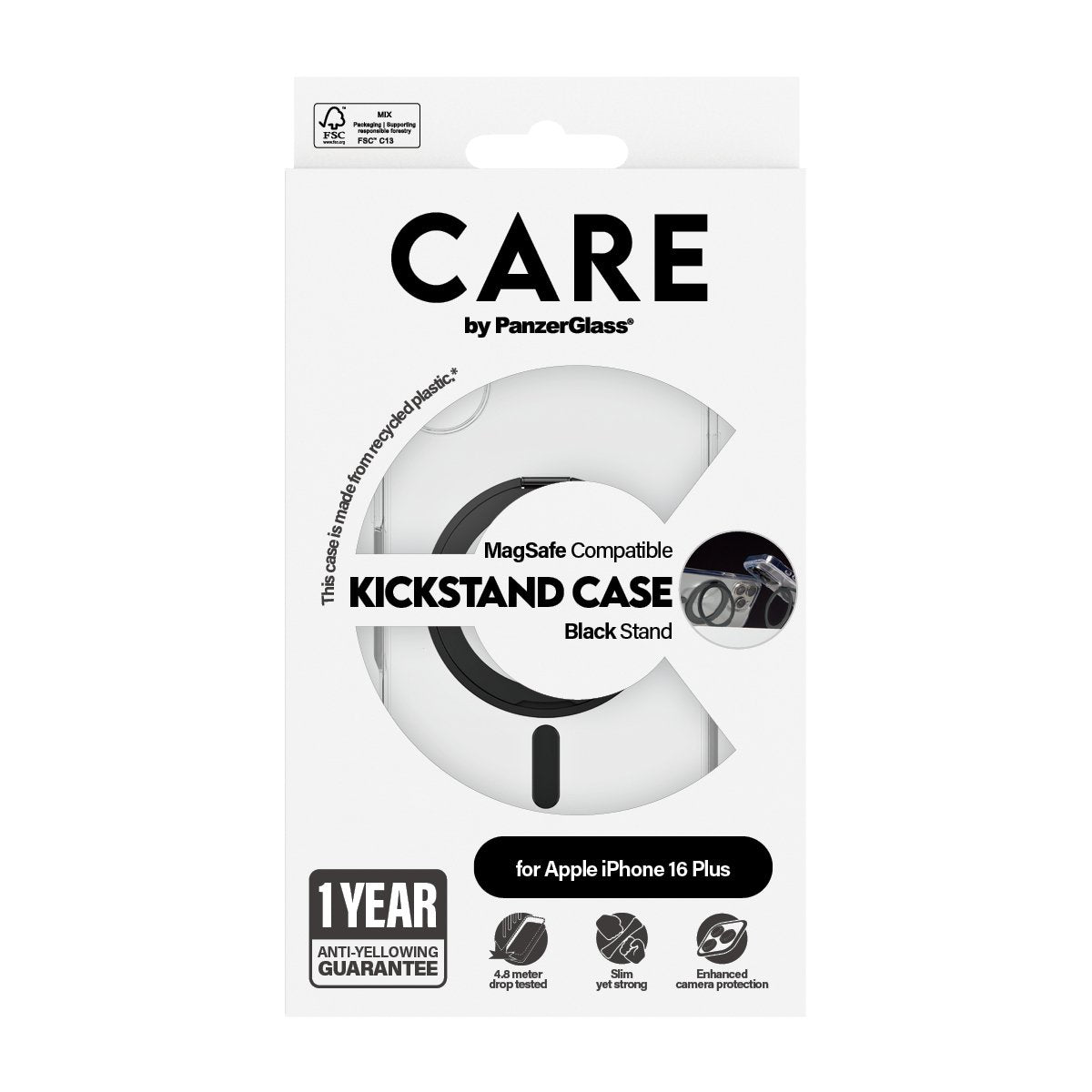 EAN 5715685003844 - PanzerGlass CARE™ by ® Case Transparent w. Black Kickstand & MagSafe iPhone 16 Plus funda para teléfono m imagen 3