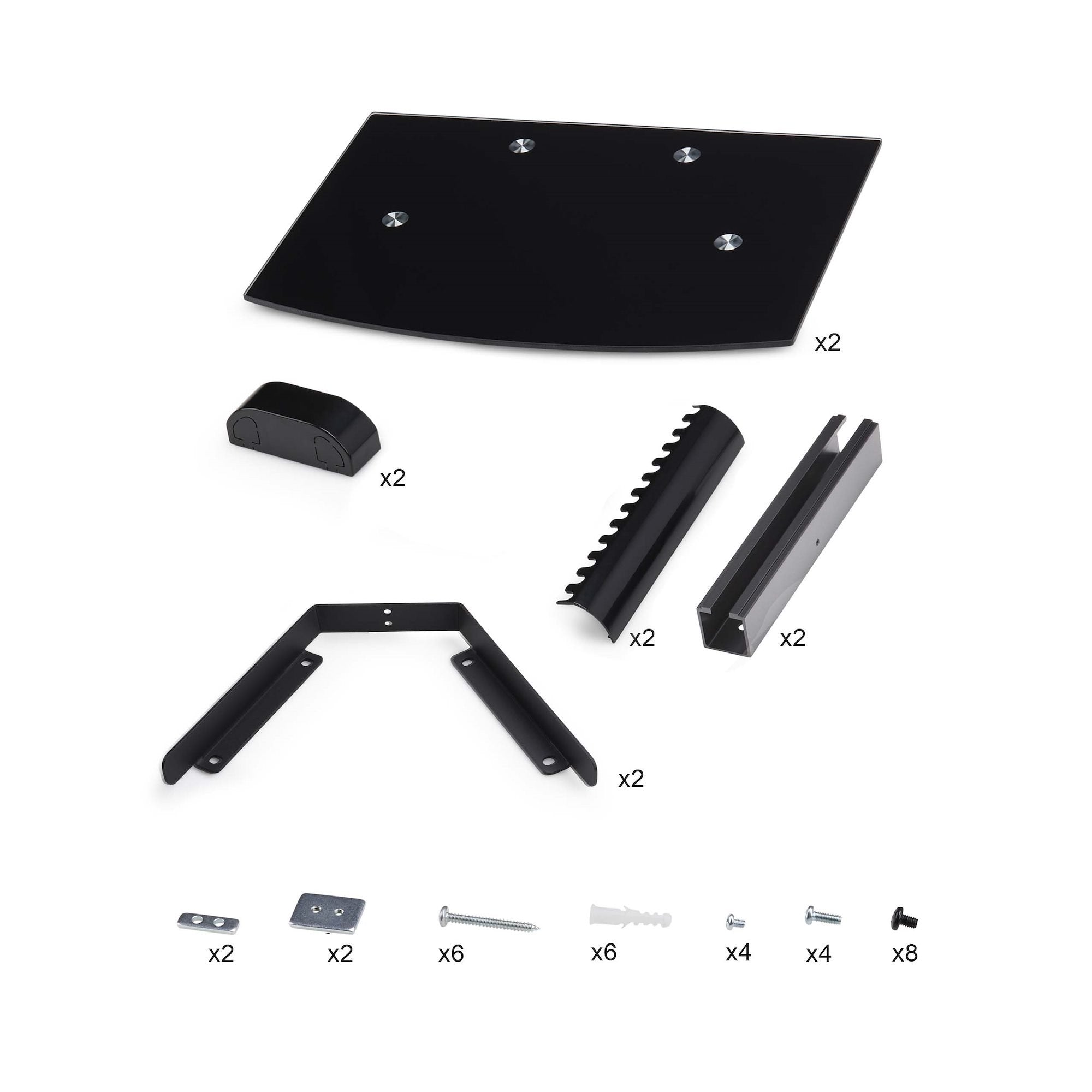 Startech.Com Dual Floating Wall-Mounted Av Shelves, Adjustable Height Shelf For Under Tv, Organize A/V Equipment On Blac
