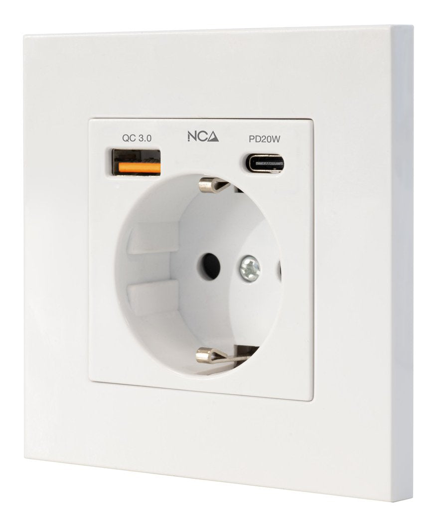 Roseta De Pared Nanocable 10 35 0011 1 Schuko 1 Usb Tipo-C 1 Usb