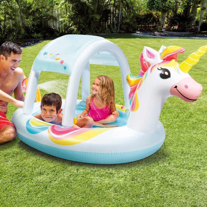 Piscina Infantil, Unicornio Con Rociador, 254 X 132 X 109 Cm