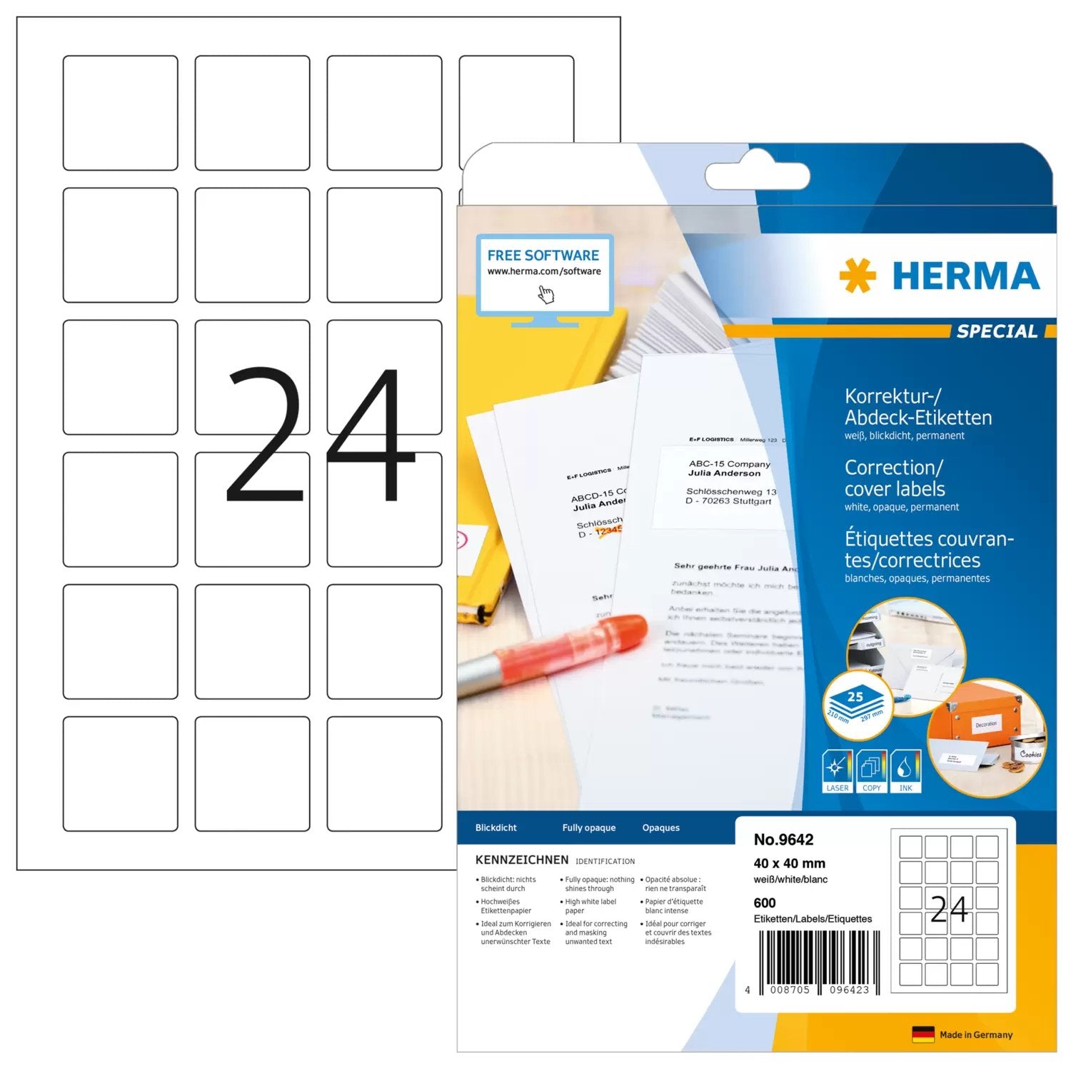 EAN 4008705096423 - HERMA 9642 etiqueta de impresora Blanco Etiqueta para impresora autoadhesiva imagen 1