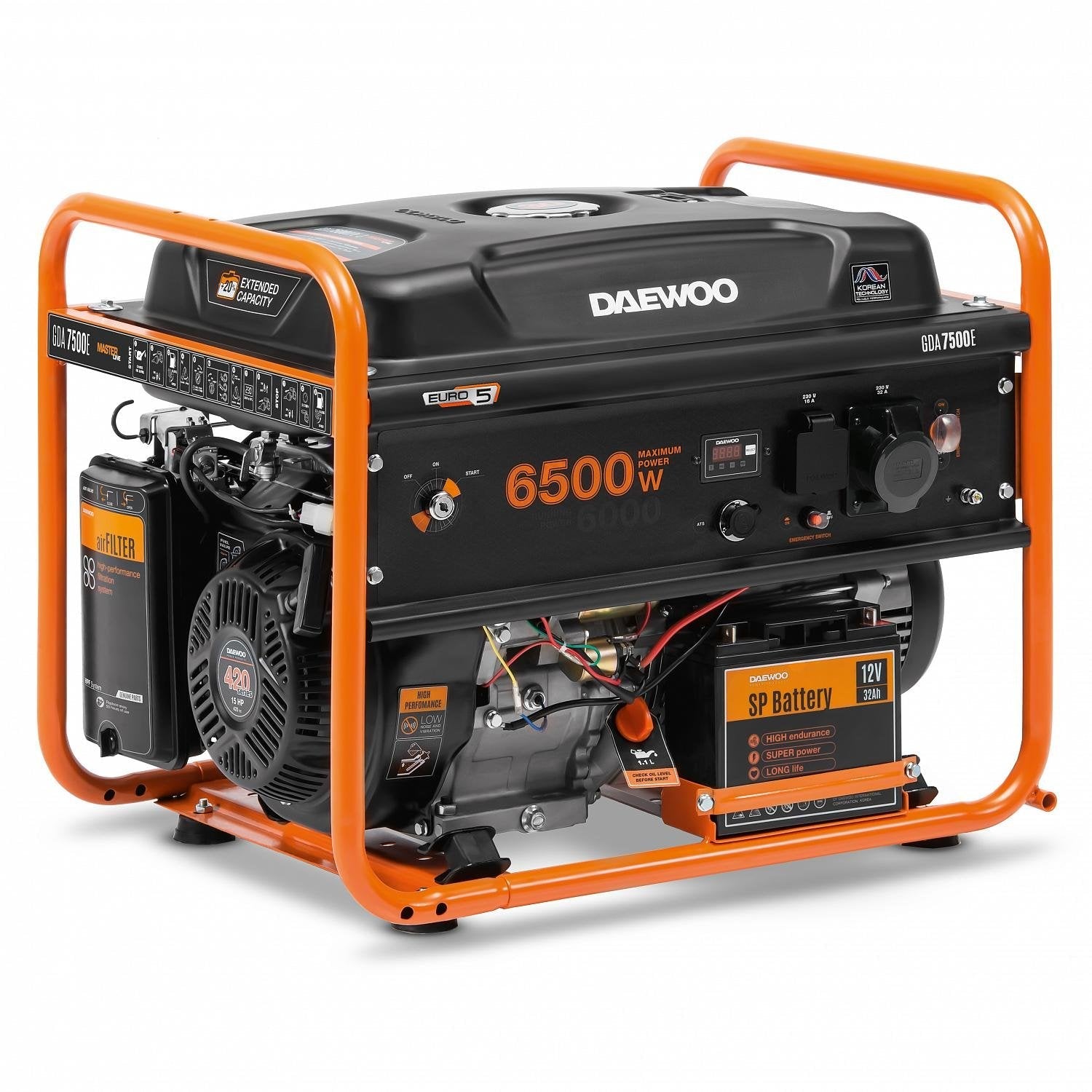 Petrol Generator 6.5kw 230v/Gda 7500e Daewoo