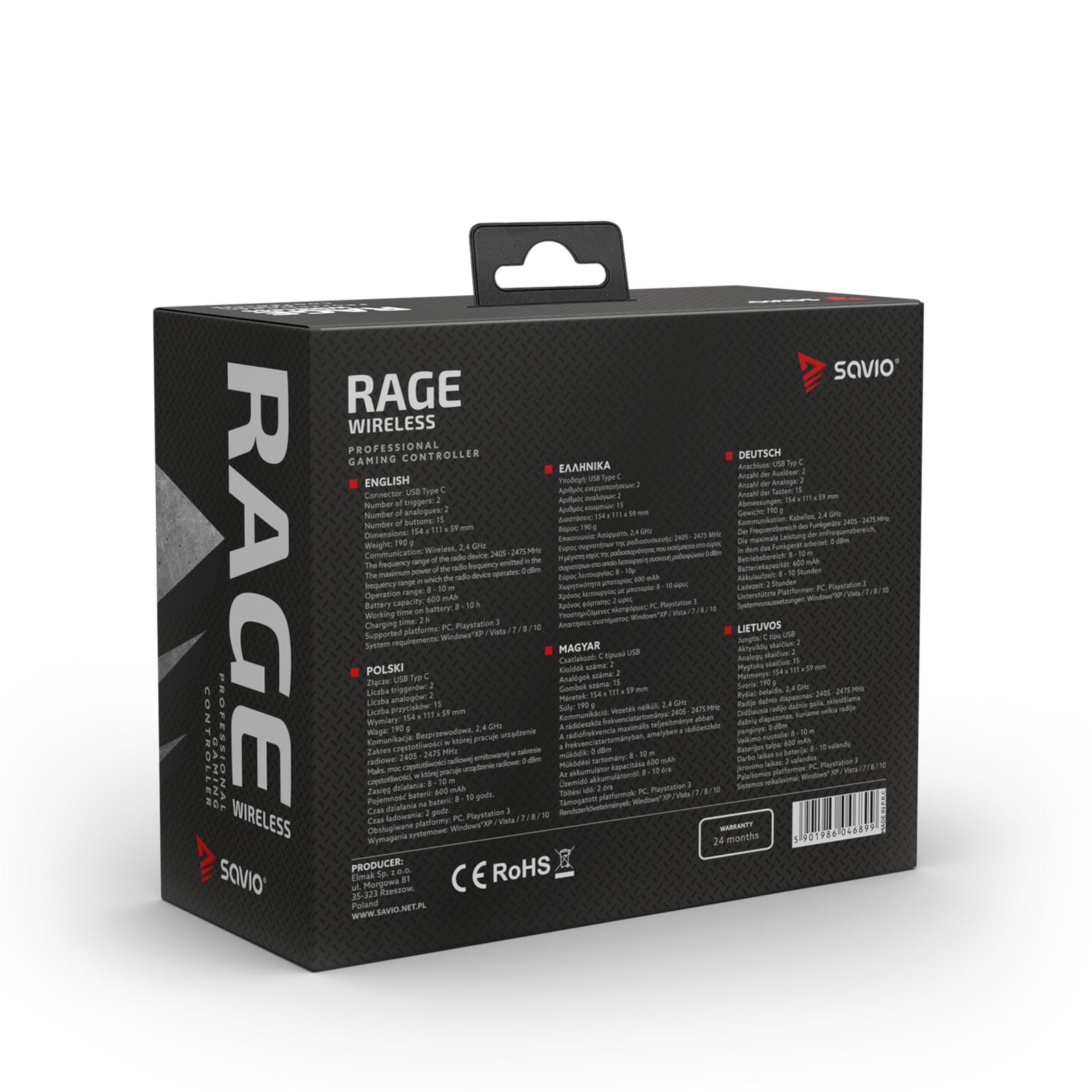 EAN 5901986046899 - Savio RAGE WIRELESS - gamepad - tradlo Negro USB Analógico PC, Playstation 3 imagen 10