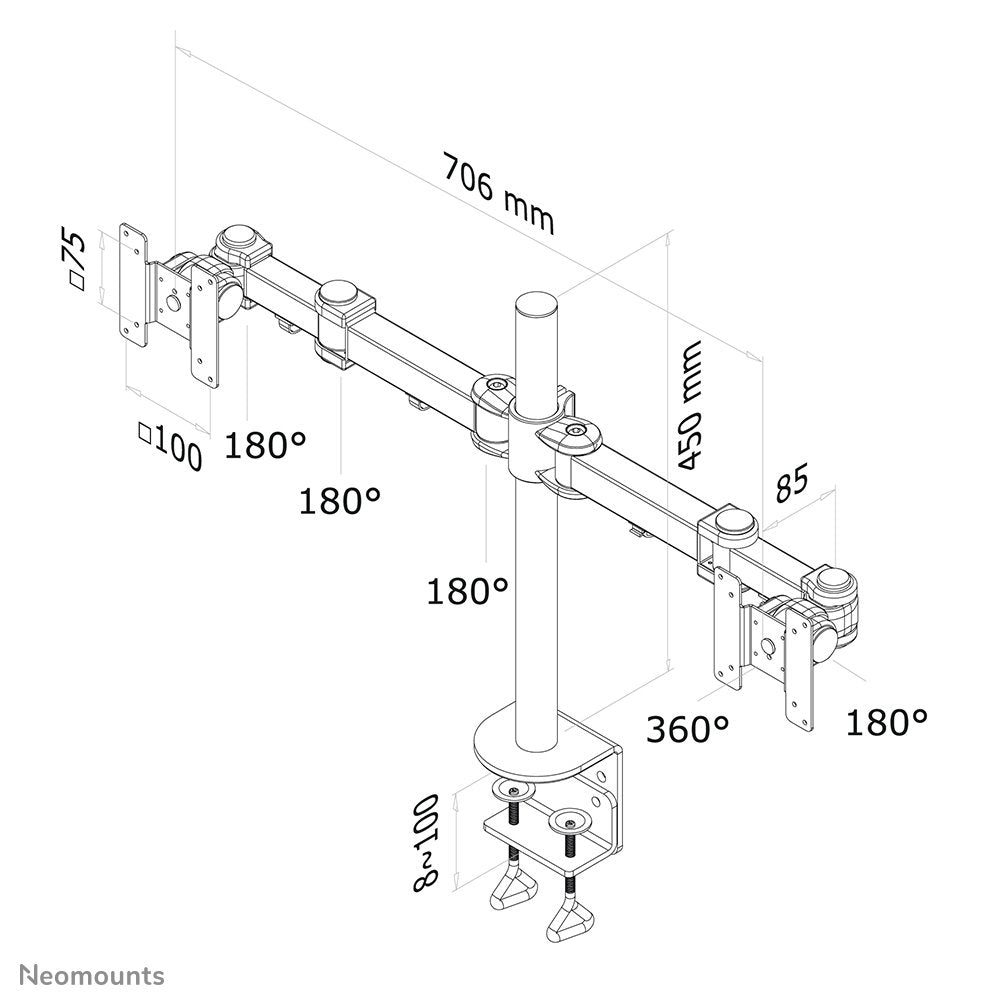 Soporte De Escritorio Para 2 Monitores Newstar Fpma-D960d