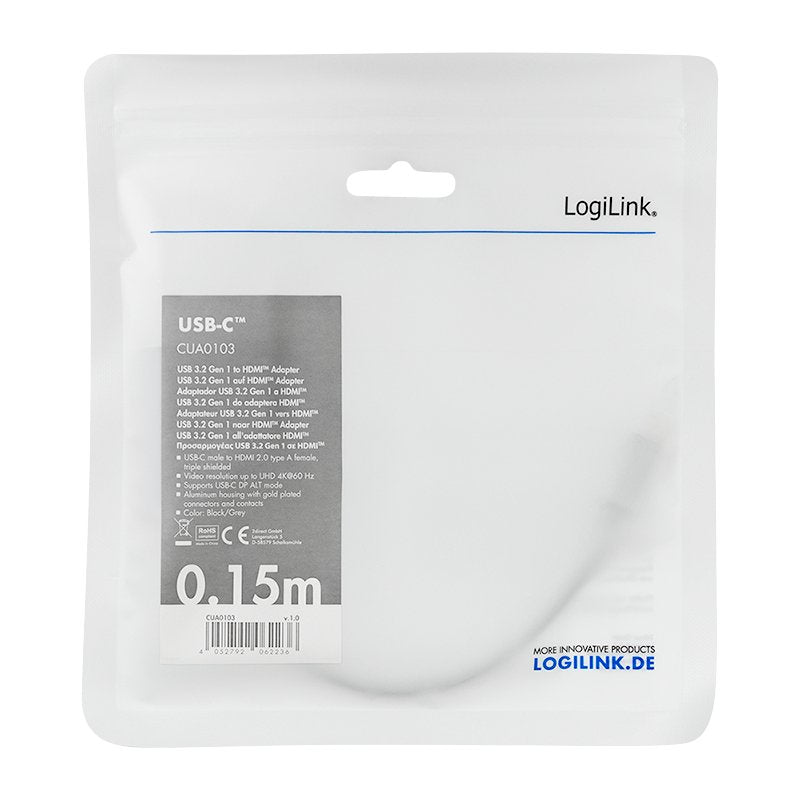 Adaptador Usb C Macho A Hdmi Hembra   0.15m 4k/60hz Aluminio Logilink