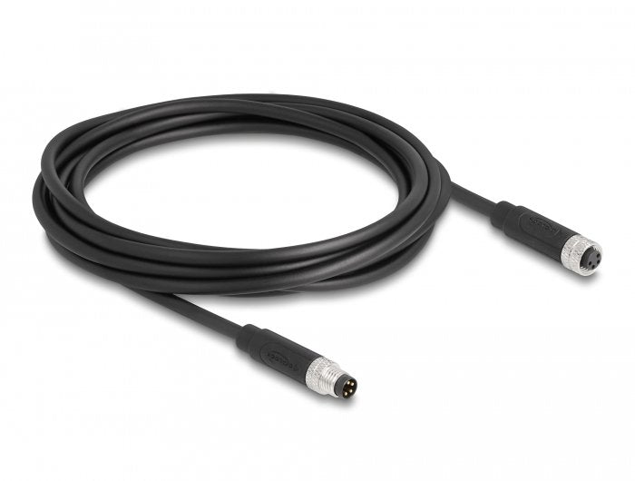 Delock M8 4 Pin Cable A-Kodiert Stecker Zu Buchse Pur (Tpu) 3 M
