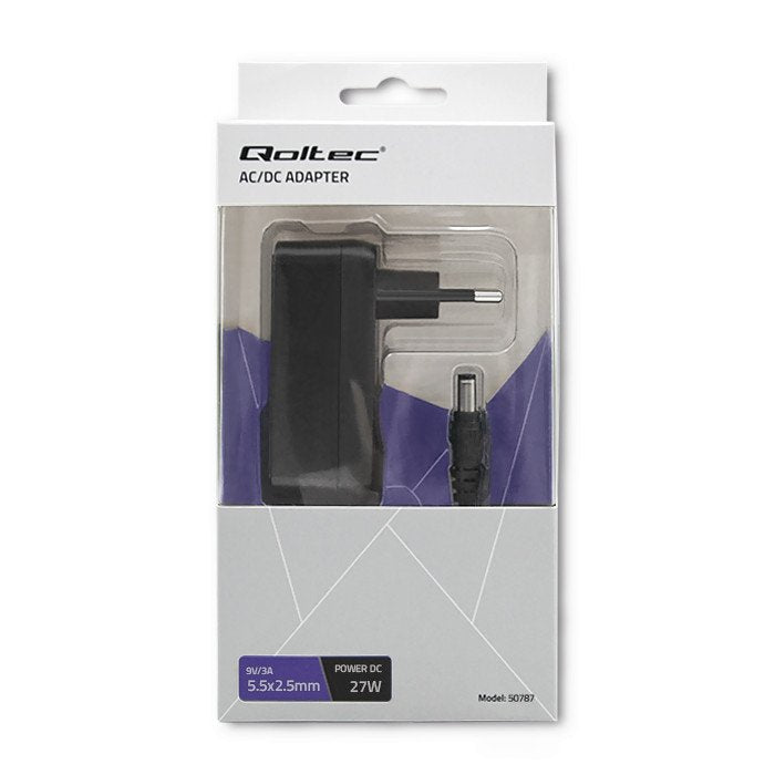 EAN 5901878507873 - Qoltec 50787 adaptador e inversor de corriente Interior 27 W Negro imagen 3
